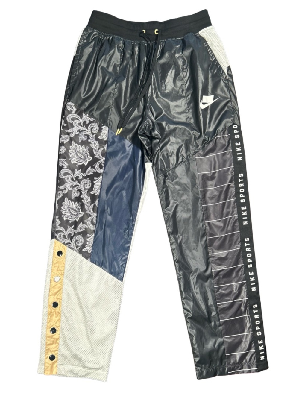 Nike Sportswear NSW Womens Black Paisley Patchwork Woven Track Pants M